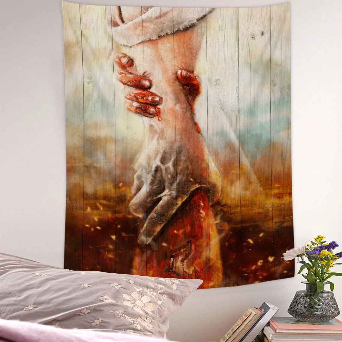 The Hand Of God - Jesus Tapestry - Religious Tapestry Wall Hangings - Bible Verse Wall Tapestry - Christian Tapestry - Ciaocustom