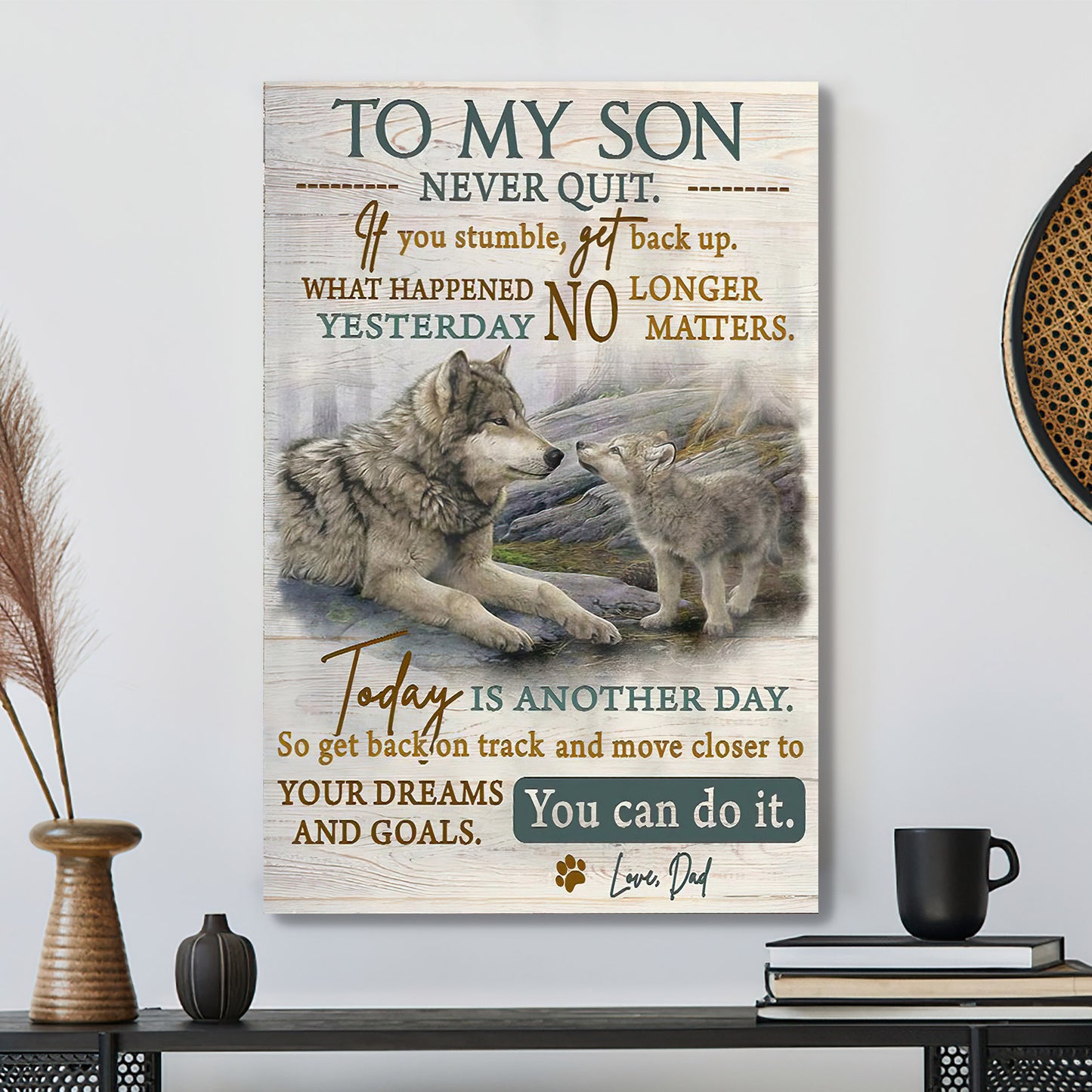 Wolves Dad To My Son - Today Is Another Day - Dad Son Canvas Prints - Best Gift For Son - Ciaocustom