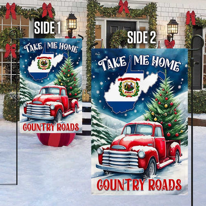Take Me Home Country Roads West Virginia Christmas Flag - Religious Christmas House Flags