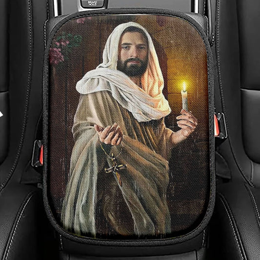 Take My Hand Jesus Christ The Redeemer Jesus Calls Seat Box Cover, Jesus Christ Car Center Console Cover, Christian Car Interior Accessories