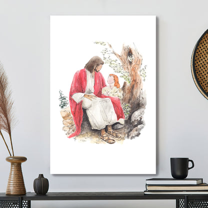 Talking with Jesus Watermark Redhead - Jesus With Children Canvas - Jesus Canvas Painting - Christian Canvas Prints - Gift For Christian - Ciaocustom