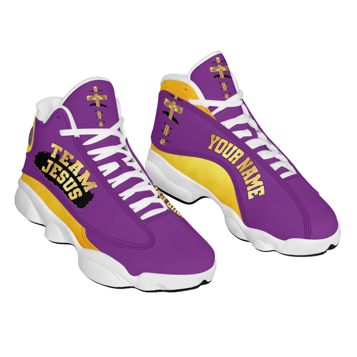 Team Jesus Personalized Purple Jesus Basketball Shoes For Men Women - Christian Shoes - Jesus Shoes - Unisex Basketball Shoes