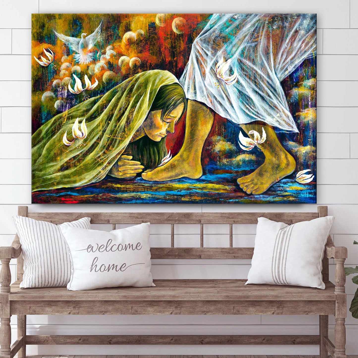 Tears Of Repentance Washing Jesus Feet Art Canvas - Jesus Canvas Pictures - Christian Wall Art