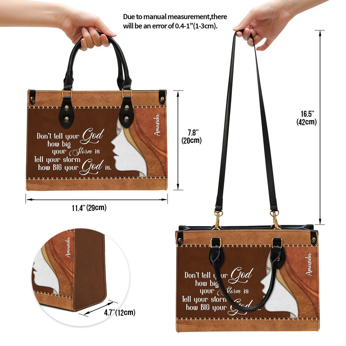 Tell Your Storm How Big Your God Is Beautiful Personalized Leather Bag For Women - Religious Gifts For Women