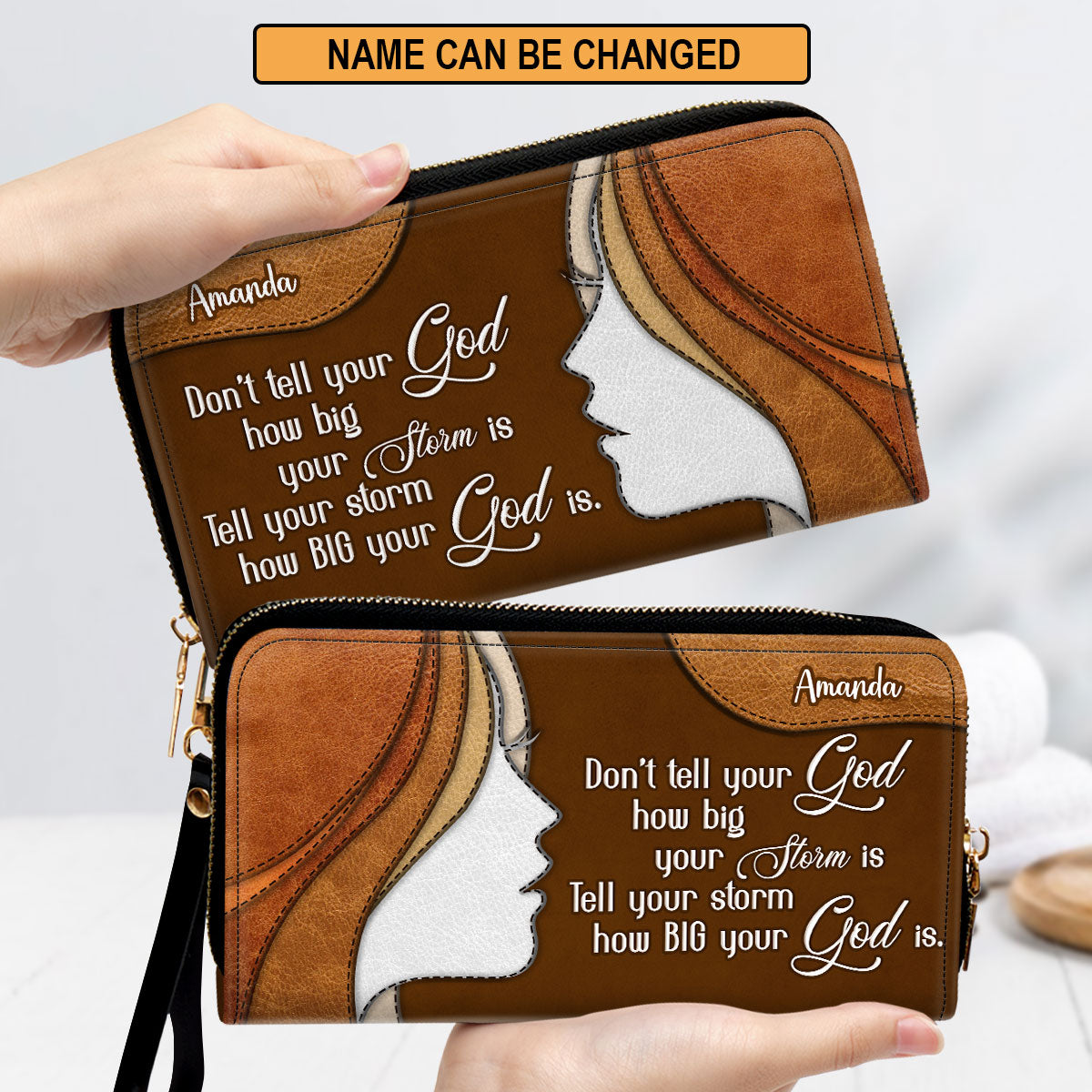 Tell Your Storm How Big Your God Is Clutch Purse For Women - Personalized Name - Christian Gifts For Women
