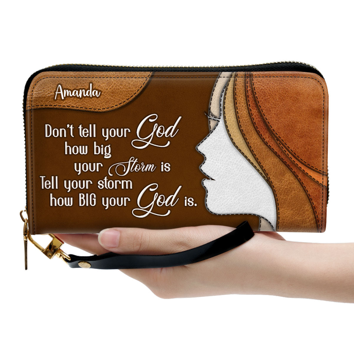 Tell Your Storm How Big Your God Is Clutch Purse For Women - Personalized Name - Christian Gifts For Women