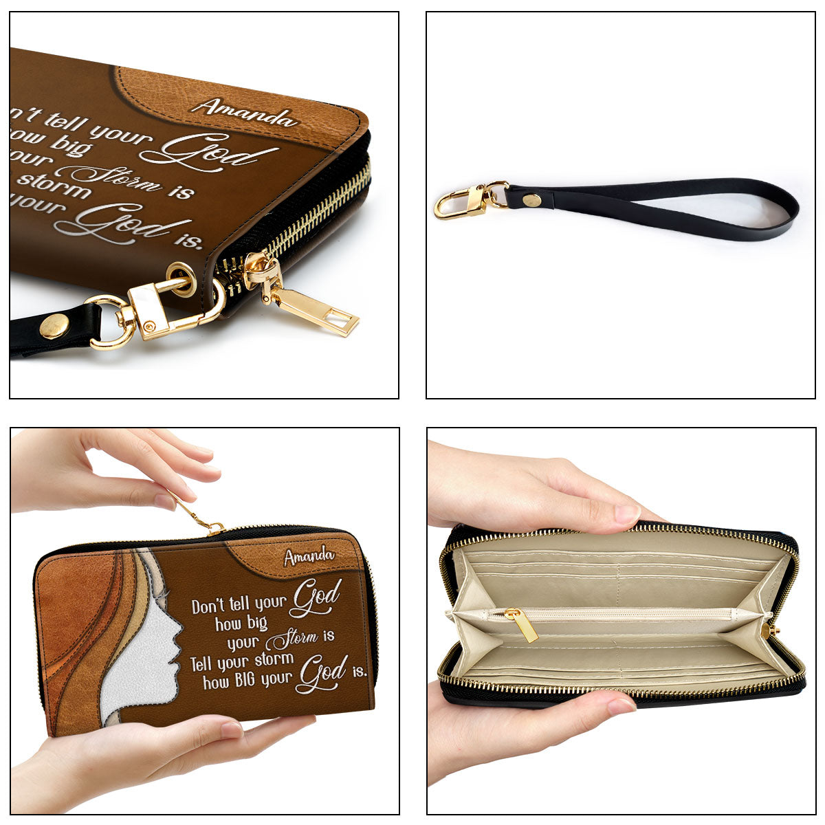 Tell Your Storm How Big Your God Is Clutch Purse For Women - Personalized Name - Christian Gifts For Women