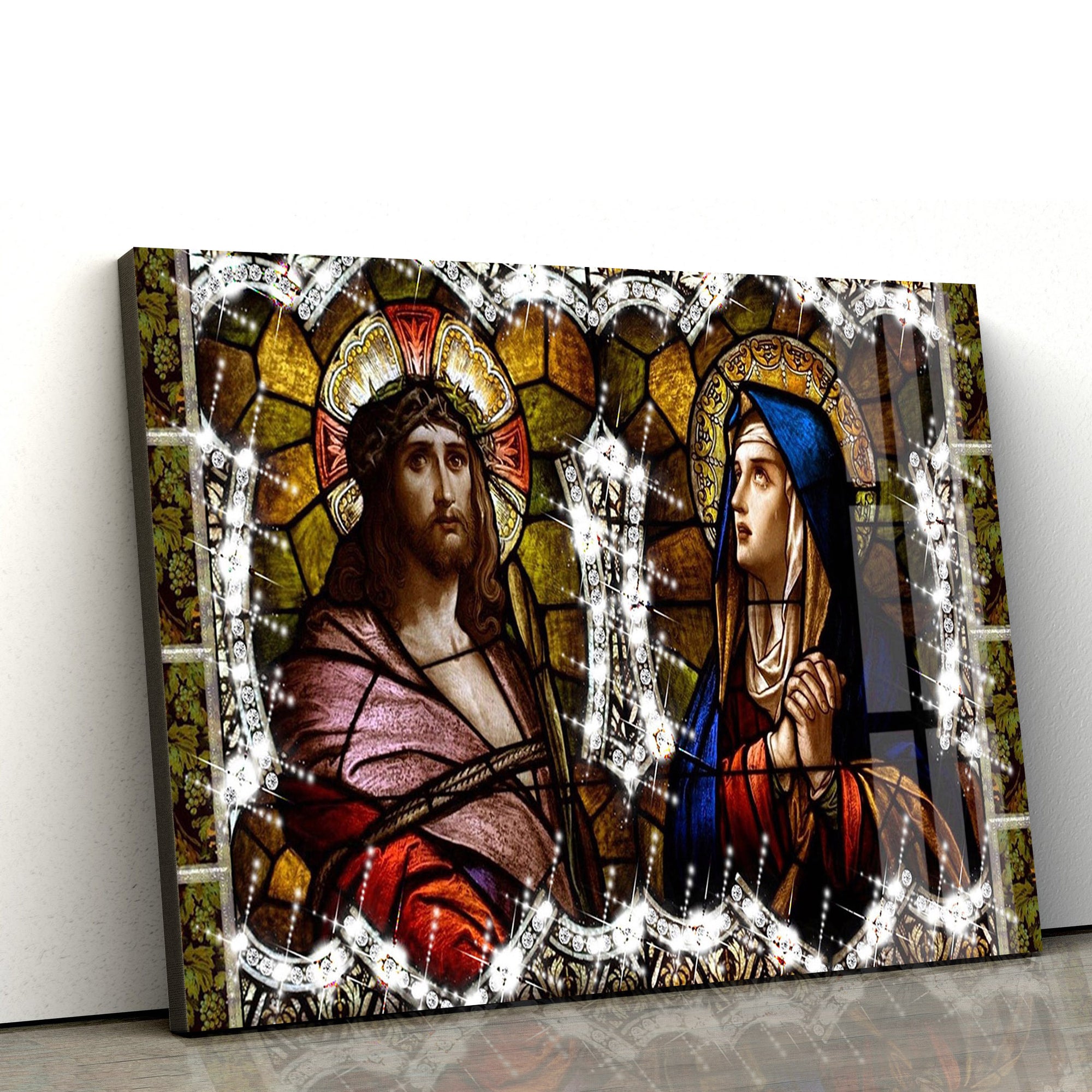 Tempered Glass Handmade Crystals Wall Art Handmade Wall - Canvas Picture - Jesus Canvas Pictures - Christian Wall Art