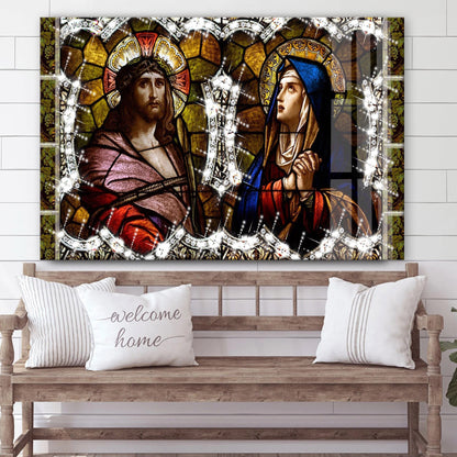 Tempered Glass Handmade Crystals Wall Art Handmade Wall - Canvas Picture - Jesus Canvas Pictures - Christian Wall Art