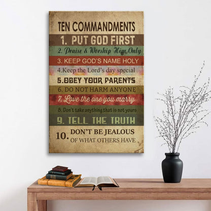 Ten Commandments - Christian Canvas Art - Bible Verse Canvas - Scripture Wall Art