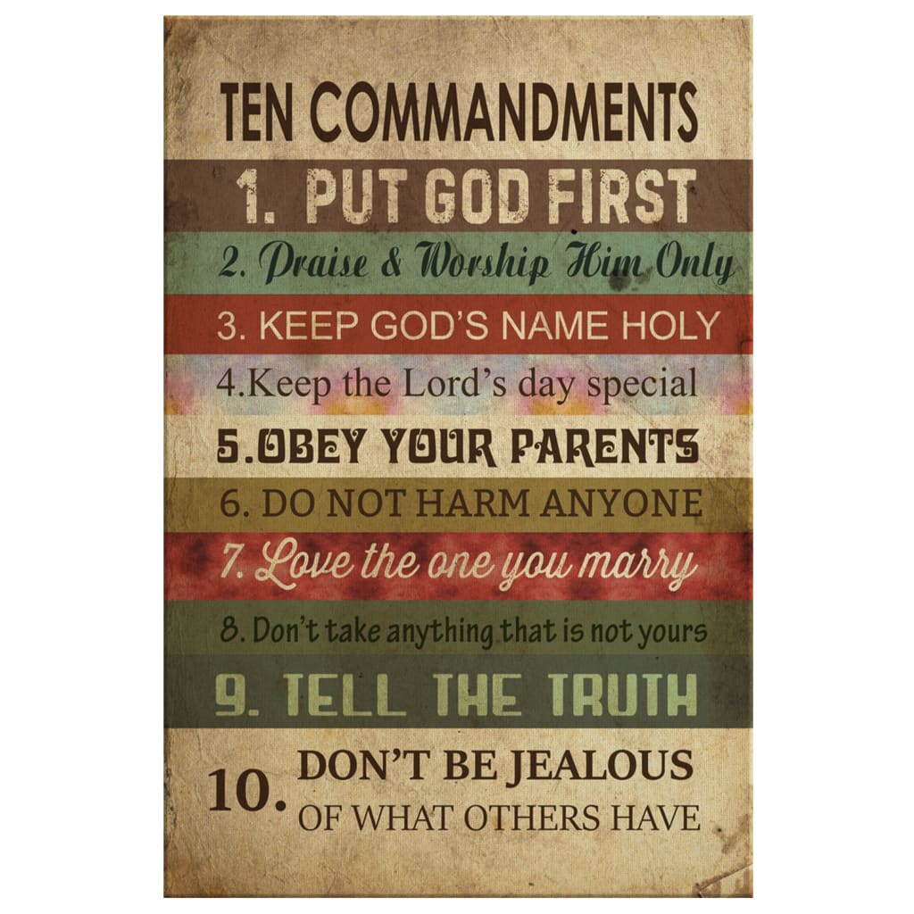 Ten Commandments - Christian Canvas Art - Bible Verse Canvas - Scripture Wall Art