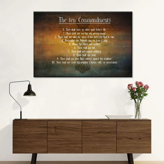Ten Commandments Bible Verse Wall Art Canvas - Christian Wall Posters - Ciaocustom