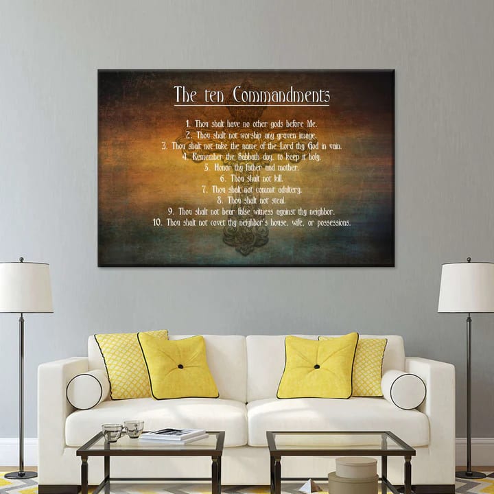 Ten Commandments Bible Verse Wall Art Canvas - Christian Wall Posters - Ciaocustom