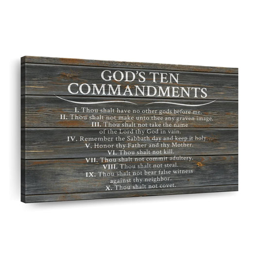 Ten Commandments Canvas Wall Art - Christian Canvas Wall Art - Religious Wall Art Canvas