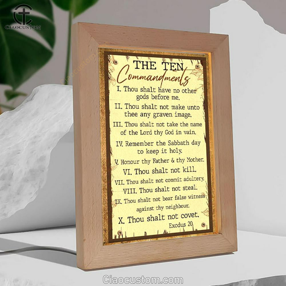 Ten Commandments Frame Lamp Prints - Christian Wall Decor - Scripture Night Light