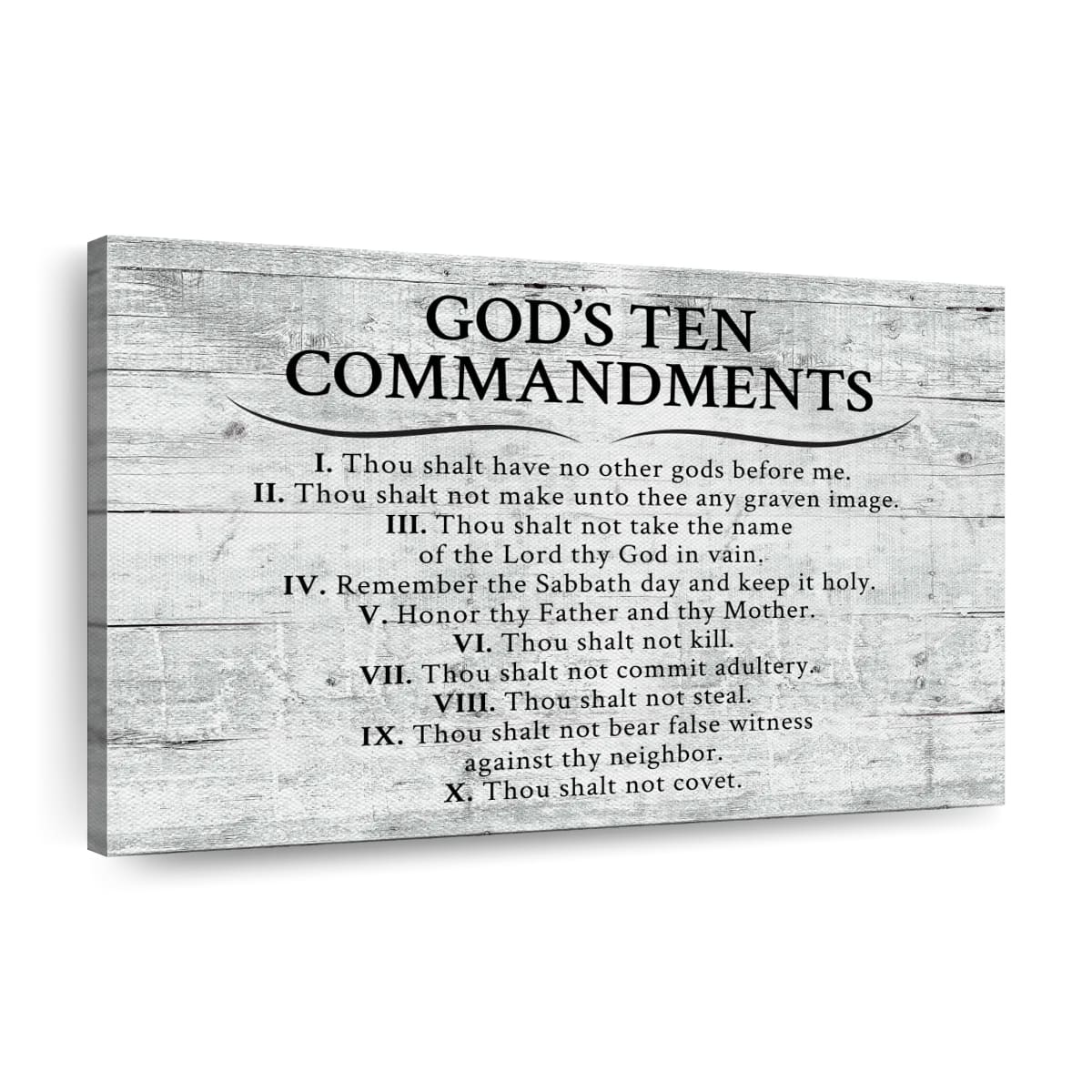 Ten Commandments Gray Canvas Wall Art - Christian Canvas Wall Art - Religious Wall Art Canvas