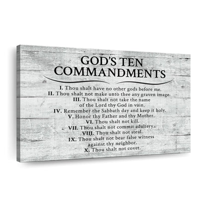 Ten Commandments Gray Canvas Wall Art - Christian Canvas Wall Art - Religious Wall Art Canvas