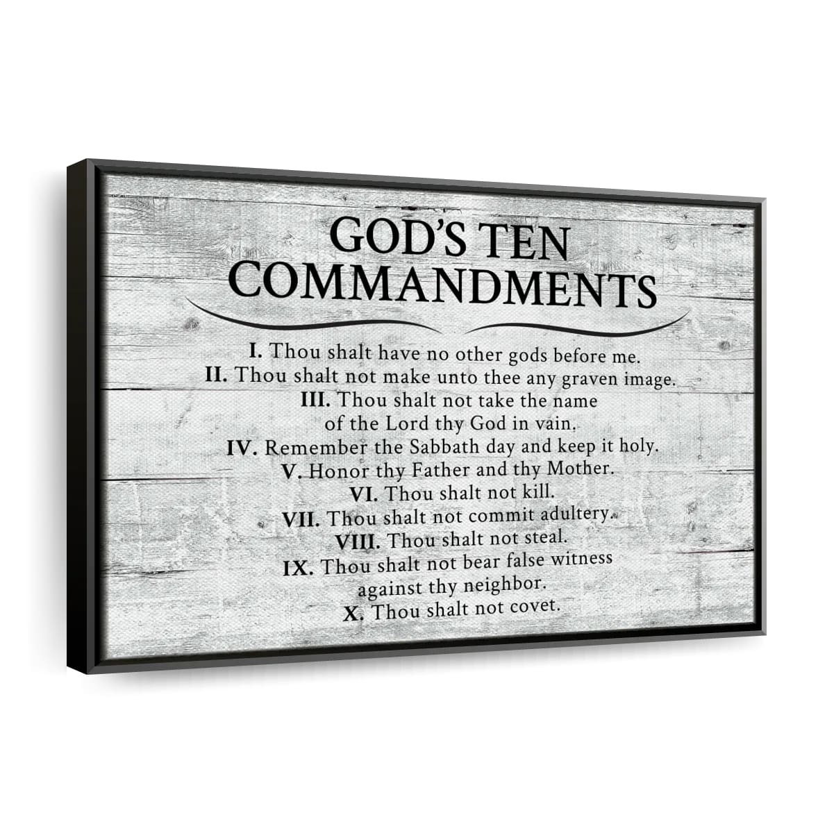 Ten Commandments Gray Canvas Wall Art - Christian Canvas Wall Art - Religious Wall Art Canvas