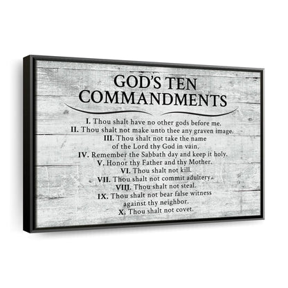 Ten Commandments Gray Canvas Wall Art - Christian Canvas Wall Art - Religious Wall Art Canvas