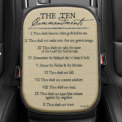 Ten Commandments Seat Box Cover, Christian Car Center Console Cover