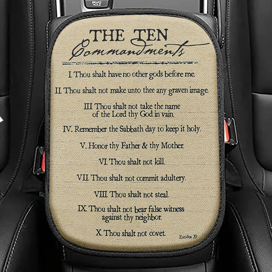 Ten Commandments Seat Box Cover, Christian Car Center Console Cover