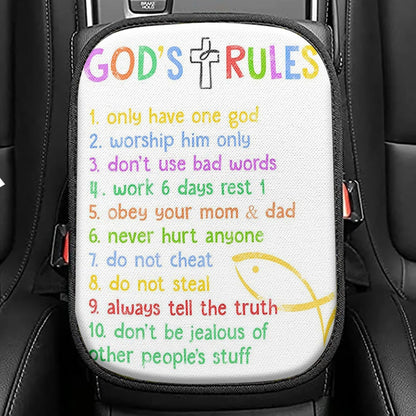 Ten Commandments Seat Box Cover, Christian Car Center Console Cover, Scripture Car Interior Accessories