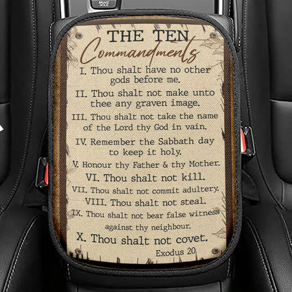 Ten Commandments Seat Box Cover, Christian Car Center Console Cover, Scripture Interior Car Accessories