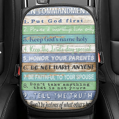 Ten Commandments Seat Box Cover, Gods Rules Car Center Console Cover,Christian Car Interior Accessories