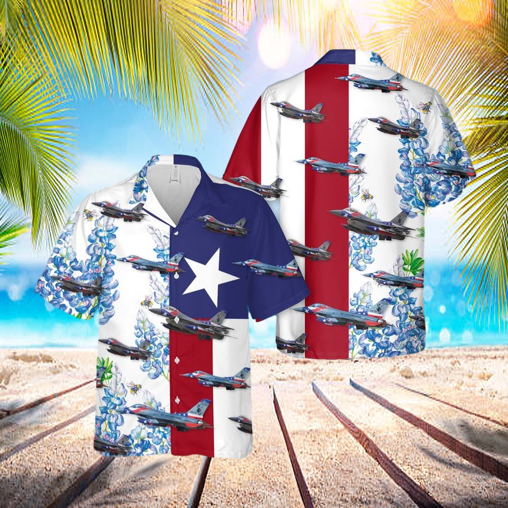 Texas Air National Guard 182d Fighter Squadron F-16 Fighting Falcon Hawaiian Shirt - Beachwear For Men - Best Hawaiian Shirts