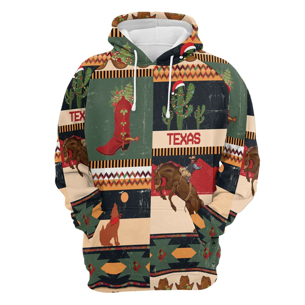Texas Christmas All Over Print 3D Hoodie For Men And Women, Best Gift For Dog lovers, Best Outfit Christmas