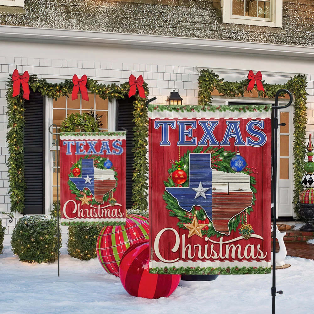 Texas Christmas Flag Merry Christmas - Christmas Garden Flag - Christmas House Flag - Christmas Outdoor Decoration