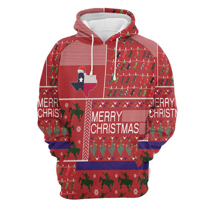 Texas Merry Christmas All Over Print 3D Hoodie For Men And Women, Best Gift For Dog lovers, Best Outfit Christmas