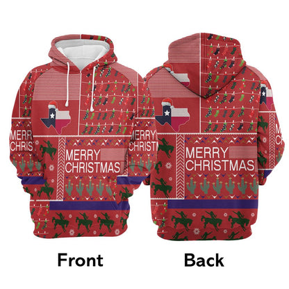 Texas Merry Christmas All Over Print 3D Hoodie For Men And Women, Best Gift For Dog lovers, Best Outfit Christmas