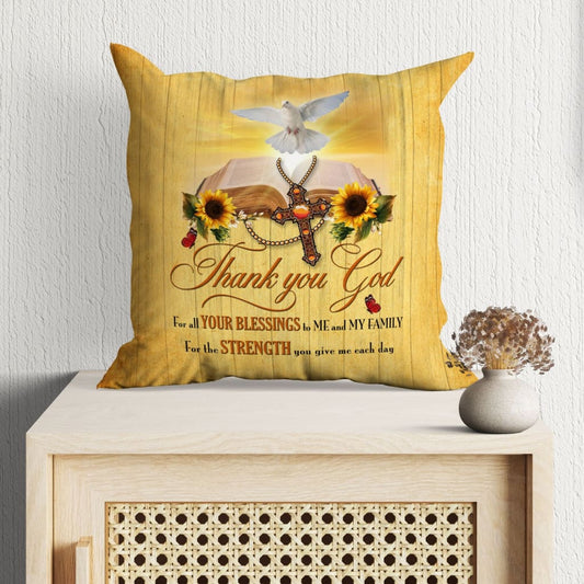 Thank You God For All Your Blessings Christian Pillow