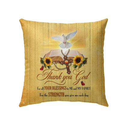 Thank You God For All Your Blessings Christian Pillow