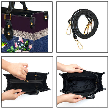 Thank You God Not Only For Today But For Everyday Flower And Humming Bird Leather Bag - Personalized Leather Bag for Christian Women