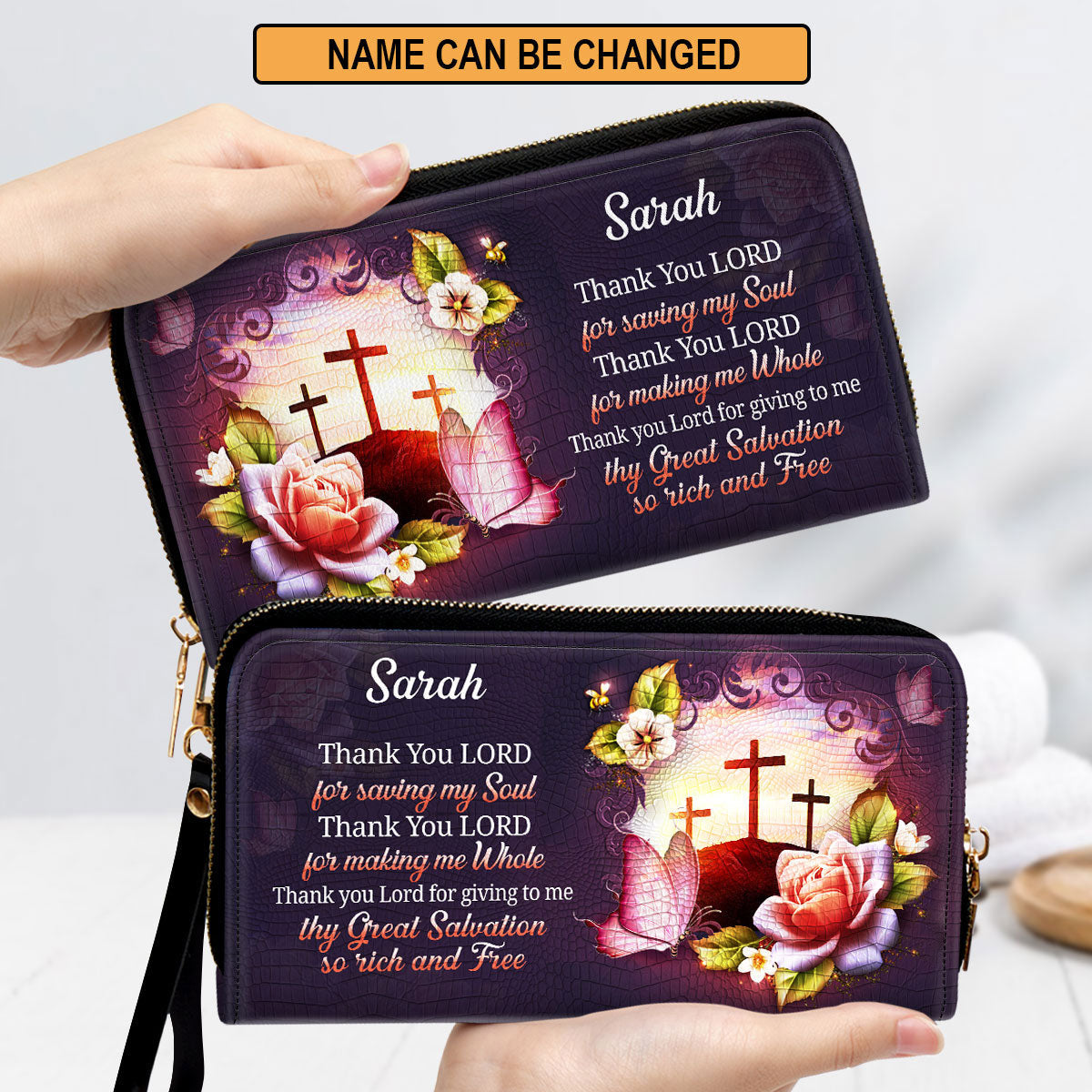 Thank You Lord For Giving To Me Clutch Purse For Women - Personalized Name - Christian Gifts For Women
