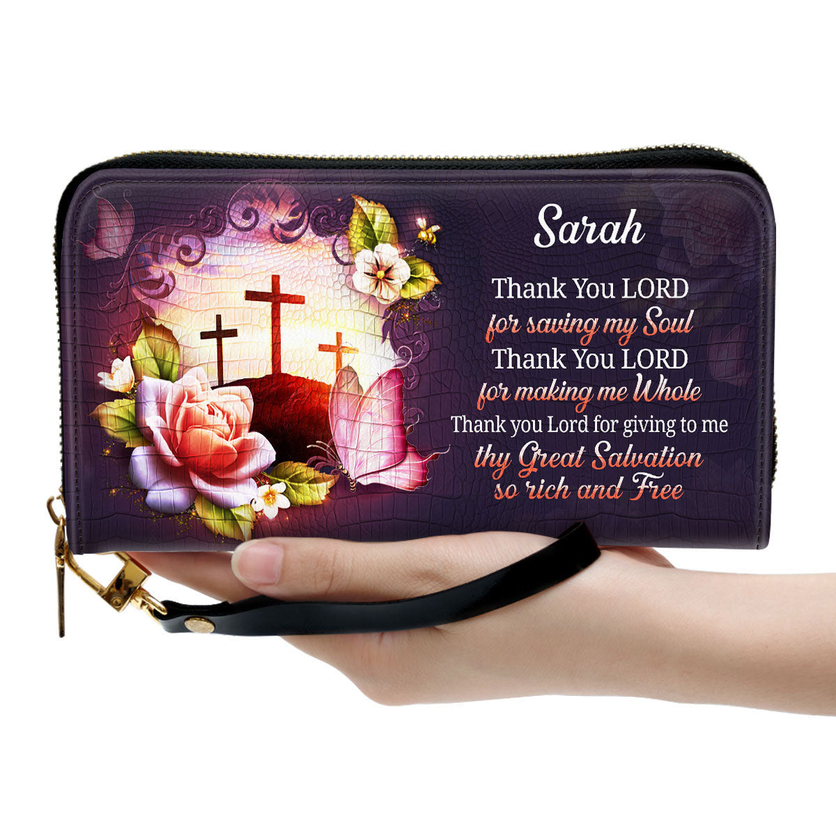 Thank You Lord For Giving To Me Clutch Purse For Women - Personalized Name - Christian Gifts For Women