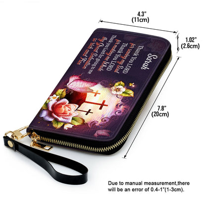 Thank You Lord For Giving To Me Clutch Purse For Women - Personalized Name - Christian Gifts For Women