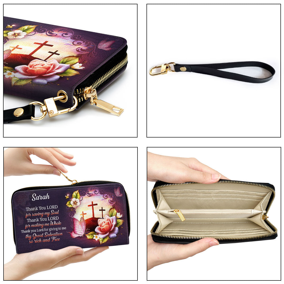 Thank You Lord For Giving To Me Clutch Purse For Women - Personalized Name - Christian Gifts For Women