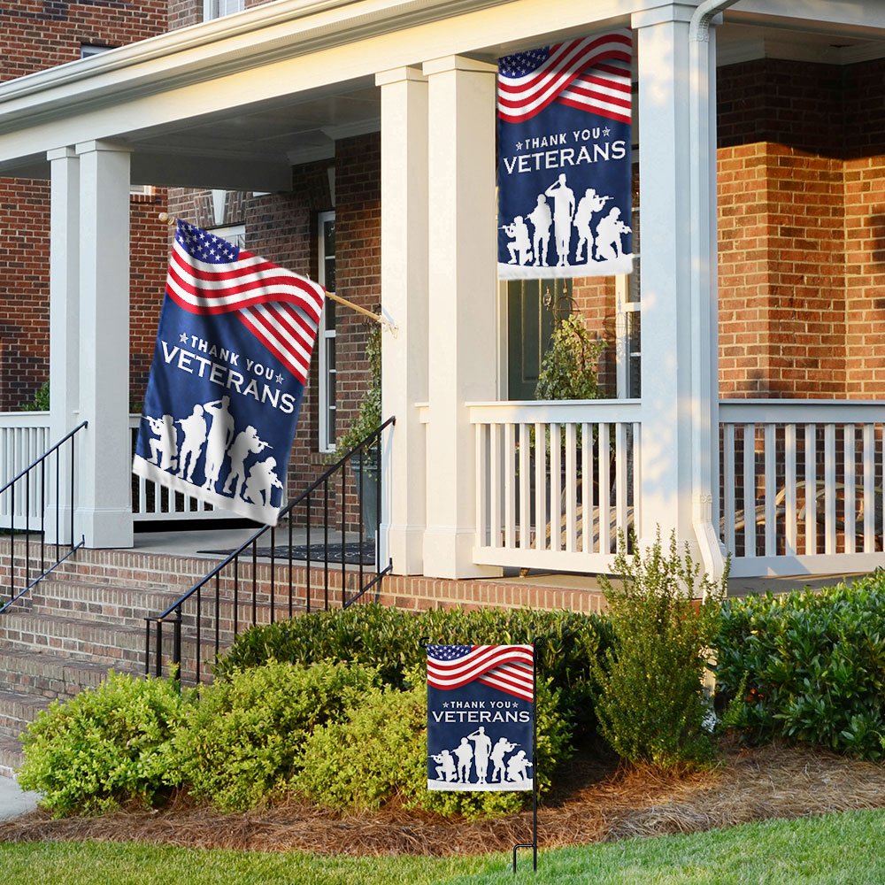 Thank You Veterans The US American Flag - Outdoor House Flags - Decorative Flags