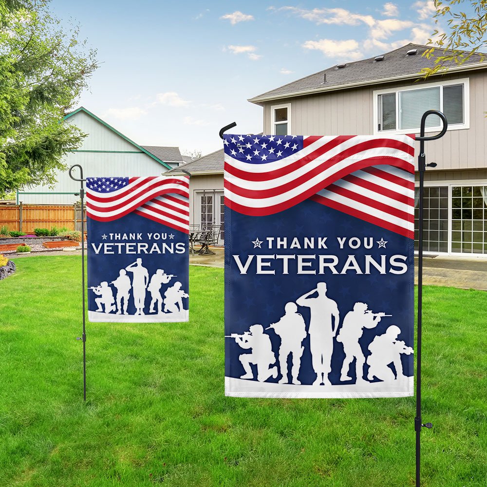 Thank You Veterans The US American Flag - Outdoor House Flags - Decorative Flags