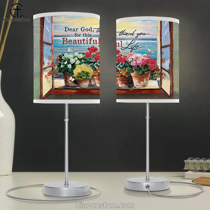 Thank you for this life Brilliant flower Table Lamp For Bedroom - Bible Verse Table Lamp - Religious Room Decor