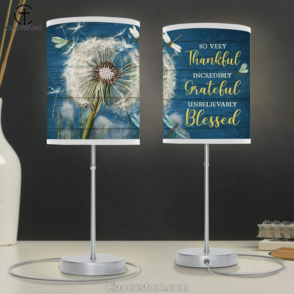 Thankful Graceful Blessed Dandelion Large Table Lamp - Christian Table Lamp Prints - Religious Table Lamp Art