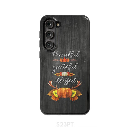 Thankful Grateful Blessed - Christian Thanksgiving Phone Case - Inspirational Bible Scripture iPhone Cases