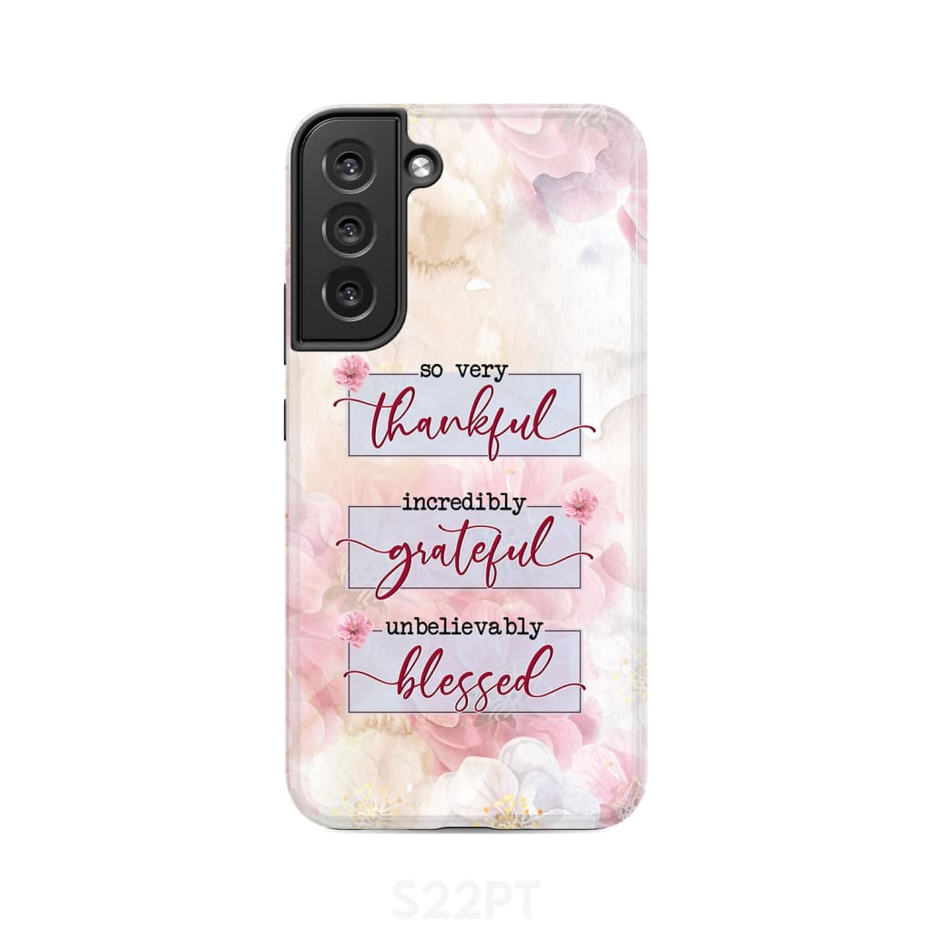 Thankful Grateful Blessed Floral Christian Phone Case - Christian Gifts - Inspirational Bible Scripture iPhone Cases