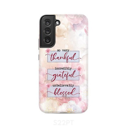 Thankful Grateful Blessed Floral Christian Phone Case - Christian Gifts - Inspirational Bible Scripture iPhone Cases