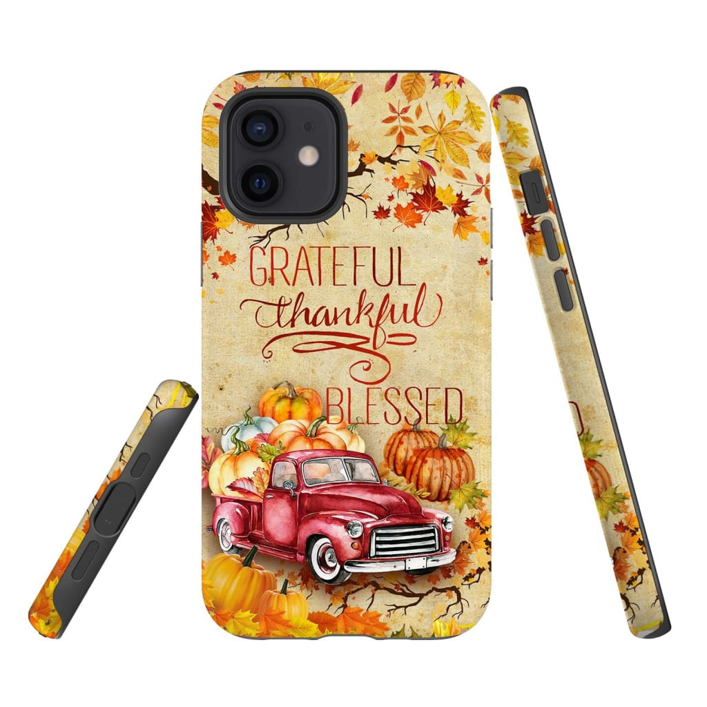 Thankful Grateful Blessed Happy Thanksgiving Phone Case - Inspirational Bible Scripture iPhone Cases
