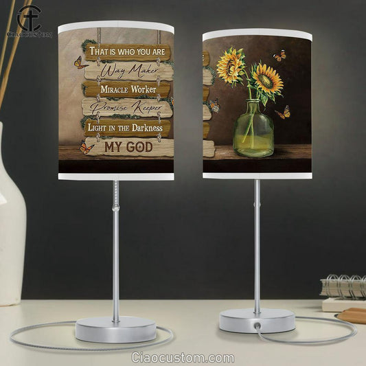 That Is Who You Are Sunflower Monarch Butterfly Table Lamp Art - Christian Lamp Art Decor - Bible Verse Table Lamp