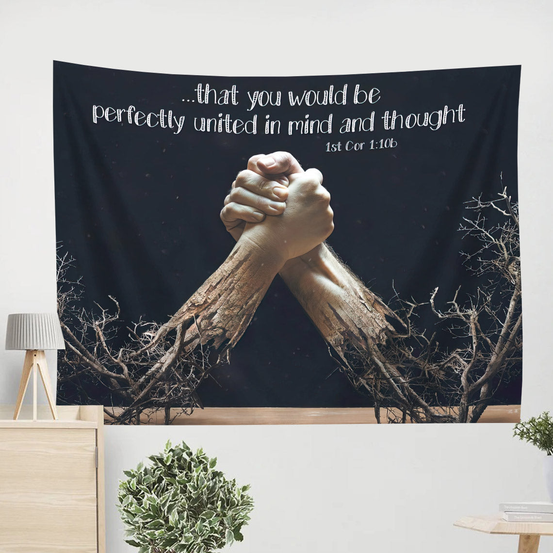 That You Would Be Perfectly United In Mind And Thought 1st Cor 1 10 - Christian Tapestry - Bible Wall Tapestry